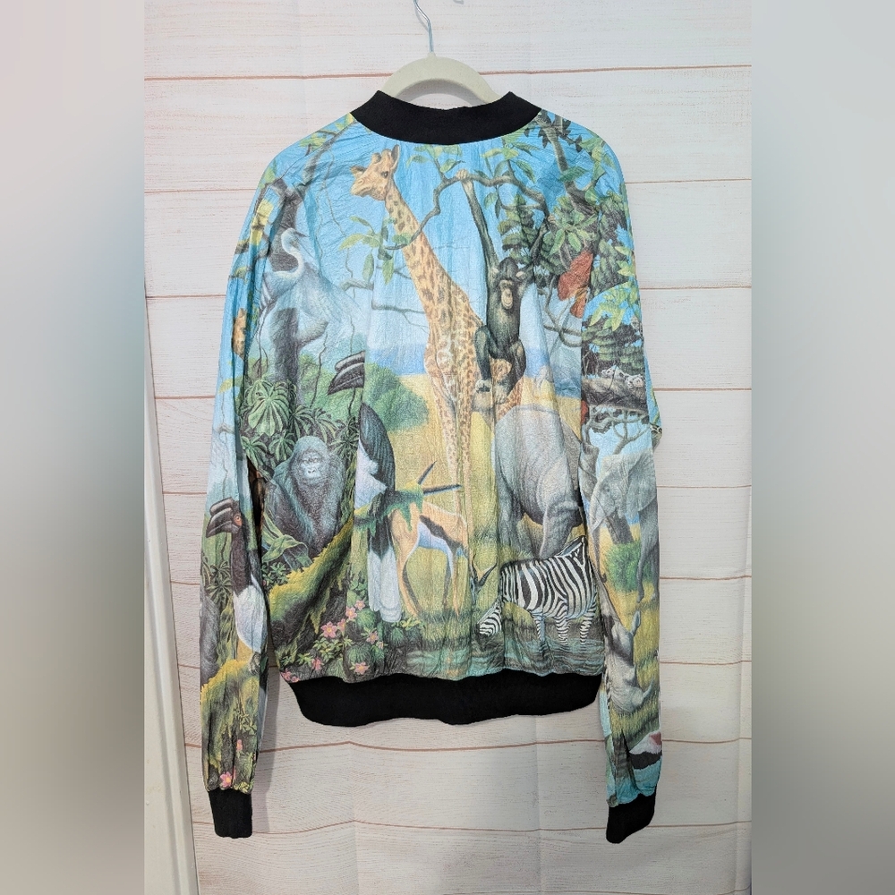 VINTAGE RARE Colorful Animal Print Bomber Jacket Size Large - Picture 9 of 13